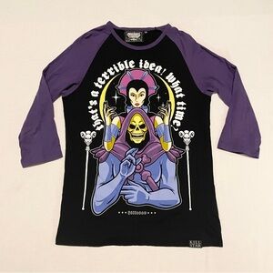 Killstar x Masters of the Universe Skeletor Evil-Lyn Raglan Tee XS 3/4 Sleeve